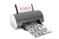 Idea to Money Concept. Printer convert Idea to Money Royalty Free Stock Photo