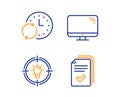 Idea, Update time and Computer icons set. Handout sign. Solution, Refresh clock, Pc component. Vector Royalty Free Stock Photo
