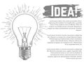 Idea vector banner design. Sketched light bulb vector illustration