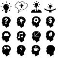 Idea vector icon set. brain illustration symbol collection. creative icons or sign. Royalty Free Stock Photo