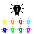 Idea vector icon set. Solution illustration symbol collection. lamp sign. Light Bulb line logo. Royalty Free Stock Photo