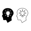 Idea vector icon set. Solution illustration symbol collection. lamp sign. Light Bulb line logo. Royalty Free Stock Photo