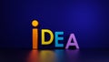 Idea word concept, 3D rendering isolated on dark background Royalty Free Stock Photo