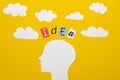 idea word with head clouds. High quality photo Royalty Free Stock Photo