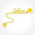 Idea word with light-bulb and electric plug