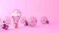 Idea word shining in the light bulb. Creativity and innovation concept, 3D Rendering