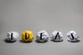 Idea word with yellow crumpled paper ball.Business creativity