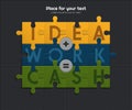 Idea and work is equal to financial success. Illustration of puzzle pieces. Vector. Royalty Free Stock Photo