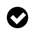 Check mark icon with black circle. Vector. Royalty Free Stock Photo