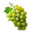 Ideal green fresh grape with leaf, isolated on a white background, generative AI Royalty Free Stock Photo