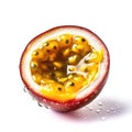 Ideal part of fresh passion fruit, isolated on a white background, generative AI