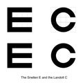 An ideal image of the Snellen E and the Landolt C obtained in the central fragment of the imaging plane Royalty Free Stock Photo