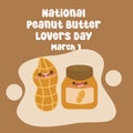 Ideal for National Peanut Butter Lovers Day celebrations, this vector illustration of the holiday