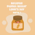 Ideal for National Peanut Butter Lovers Day celebrations, this vector illustration of the holiday