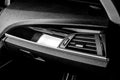 The ideal surface of plastic in the interior of the car is black after polishing and cleaning car chemistry.. Black and white