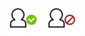 User icons with a check mark and a stop sign. Vector. Royalty Free Stock Photo