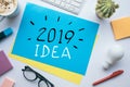 2019 ideas concepts with colorful paper on table