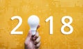 2018 Ideas creativity concept with human hand holding light bulb