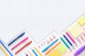 Ideas creativity concepts with flat lay of colorful stationery on wite space background.back to School.Modern mock up of business Royalty Free Stock Photo