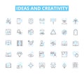 Ideas and creativity linear icons set. Ingenuity, Innovation, Imagination, Resourcefulness, Conceptualization, Invention Royalty Free Stock Photo