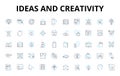 Ideas and creativity linear icons set. Ingenuity, Innovation, Imagination, Resourcefulness, Conceptualization, Invention Royalty Free Stock Photo