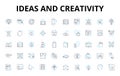 Ideas and creativity linear icons set. Ingenuity, Innovation, Imagination, Resourcefulness, Conceptualization, Invention