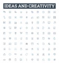 Ideas and creativity vector line icons set. Ideas, Creativity, Innovation, Brainstorming, Imagination, Conceptualization