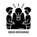 ideas exchange icon, black vector sign with editable strokes, concept illustration
