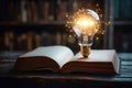 Ideas illuminated Light bulbs and books convey the power of knowledge Royalty Free Stock Photo