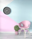 Mock up Ideas of living room pink Geometric Wall Art Paint Design color ful on wooden floor.3D rendering