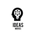 Ideas movies Think Studio Video Cinema Cinematography Film Production logo design vector icon illustration Isolated White