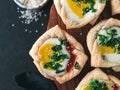 Vegan Shakshouka cups with vegan tofu eggs