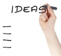 Ideas sign written by a felt tip pen on glass board Royalty Free Stock Photo