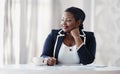 The ideas are always there. an attractive young businesswoman looking thoughtful while sitting behind her desk in the Royalty Free Stock Photo