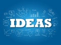 Ideas word on light blue background. Vector illustration Royalty Free Stock Photo
