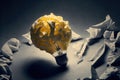 Ideas with a yellow ball of crumpled paper & x28; lightbulb & x29;. innovative business idea Royalty Free Stock Photo