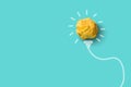 Ideas with yellow crumpled paper ball.Creative idea concept. Royalty Free Stock Photo