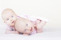 Identical baby twin sisters Royalty Free Stock Photo