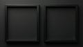 Identical black frames, subtly offset, on a black background , black and black, shadow, modern