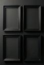 Identical black picture frames against a solid black background , texture, clean, shape