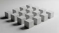 Of identical white cubes are arranged in a neat staggered grid pattern on Royalty Free Stock Photo
