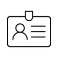 Identification card icon. Flat vector image of personal document. Access profile symbol on black background.