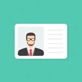 Identification Card. Personal info data. Identity document with person photo and text clipart. Flat design, vector