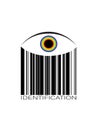 Identification concept, eye in the barcode, idea of the man checking , customer identification, Royalty Free Stock Photo