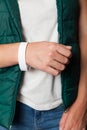 Identification concert bracelet template, hand hospital security wristband mockup