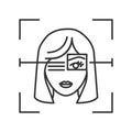 Identification face black line icon. Eye ID verifying, recognition person concept. Biometric security element. Deep face. Scanning