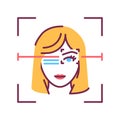 Identification face color line icon. Eye ID verifying, recognition person concept. Biometric security element. Deep face