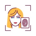 Identification face color line icon. ID and verifying. Authorization person. Biometric security element. Deep face. Scanning