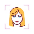 Identification face color line icon. ID and verifying. Authorization person. Biometric security element. Deep face. Scanning