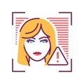 Identification face error line icon. Access denied concept. Violation of personal data protection. Deep face. Biometric security